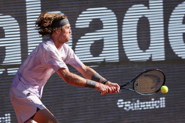 April 19, 2026, Barcelona, Barcelona, Spain: Andrey Rublev of Russia in action against Arthur Fils of France during the Final tennis match of the Barcelona Open Banc Sabadell - Conde Godo 2026 Day 9 at Real Club de Tenis Barcelona on April 19, 2026 in Barcelona, Spain. Barcelona Spain - ZUMAa181 20260419_zaa_a181_154 Copyright: xJavierxBorregox