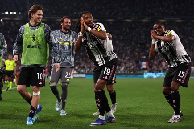Khephren Thuram (Juventus Fc) celebrates after scoring his team s second goal, Serie A, Juventus FC v Bologna FC 1909 , Allianz Stadium, April 19, 2026, Turin, Italy.
