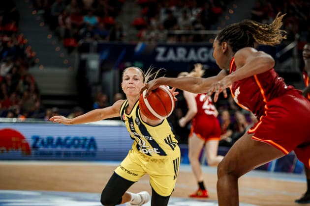 ESP Galatasaray Cagdas Faktoring v Fenerbahce Opet Final game Euroleague Women Final Six 2026 Julie Allemand and Elizabeth Williams during the Euroleague Women final game between Galatasaray Cagdas Faktoring and Fenerbahce Opet played at Principe Felipe Arena on April 19, 2026 in Zaragoza, Spain Zaragoza Spain Basketball Copyright: xDanielxMarzo AgenciaxLOFx