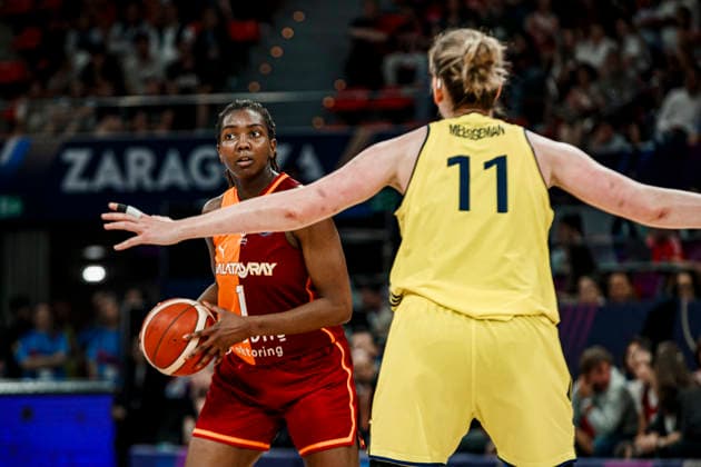 ESP Galatasaray Cagdas Faktoring v Fenerbahce Opet Final game Euroleague Women Final Six 2026 Elizabeth Williams and Emma Messeman during the Euroleague Women final game between Galatasaray Cagdas Faktoring and Fenerbahce Opet played at Principe Felipe Arena on April 19, 2026 in Zaragoza, Spain Zaragoza Spain Basketball Copyright: xDanielxMarzo AgenciaxLOFx