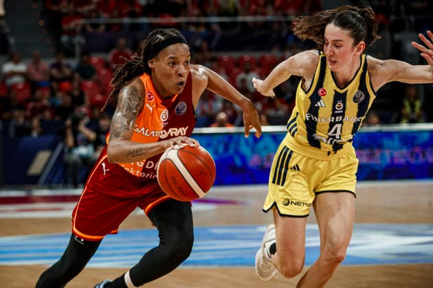 ESP Galatasaray Cagdas Faktoring v Fenerbahce Opet Final game Euroleague Women Final Six 2026 Kamiah Smalls and Olcay Cakir during the Euroleague Women final game between Galatasaray Cagdas Faktoring and Fenerbahce Opet played at Principe Felipe Arena on April 19, 2026 in Zaragoza, Spain Zaragoza Spain Basketball Copyright: xDanielxMarzo AgenciaxLOFx