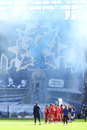 Everton gegen Liverpool 19 April 2026, Liverpool Premier League Fußball Everton gegen Liverpool Das Everton-Tifo wird angezeigt Foto Jacques Feeney Abseits Liverpool UK  Copyright: xJacquesxFeeneyx xOffsidexOffside