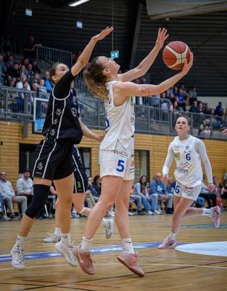 Bochum VfL VIACTIV AstroLadies Bochum Falcons Bad Homburg FOR EDITORIAL PURPOSES ONLY EDITORIAL USE ONLY p Kaja Scheller 5, VfL VIACTIV AstroLadies Bochum in the match VfL VIACTIV AstroLadies Bochum white against Falcons Bad Homburg black on Sunday, April 19, 2026, at the Rundsporthalle in Bochum Bochum Copyright UwexErnst Copyright: UwexErnst doc85horst6ms3flk011yaa ,EDITORIAL USE ONLY Copyright: UwexErnst