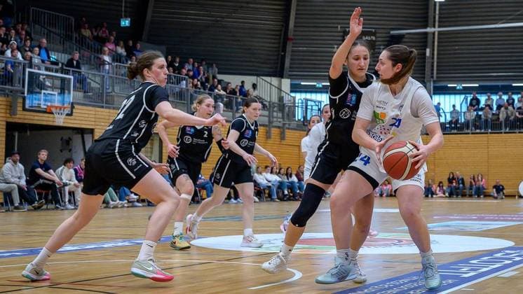 Bochum VfL VIACTIV AstroLadies Bochum Falcons Bad Homburg FOR EDITORIAL PURPOSES ONLY p Lisa Kullik 24, VfL VIACTIV AstroLadies Bochum in the match VfL VIACTIV AstroLadies Bochum white against Falcons Bad Homburg black on Sunday, April 19, 2026, at the Rundsporthalle in Bochum Bochum Copyright UwexErnst Copyright: UwexErnst doc85horsvfz8zrea4puna ,EDITORIAL USE ONLY Copyright: UwexErnst