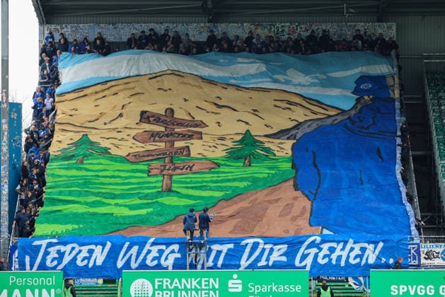 Fürth, Germany 19 April 2026 2 Bundesliga 30 Matchday SpVgg Greuther Fürth vs SV Darmstadt 98 In the picture Symbol image Choreography in the guest block of the fans of SV Darmstadt DFL regulations prohibit any use of photographs as image sequences and or quasi video Copyright: HMBxMedia MadeleinexFantini