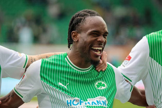 Fürth, Germany 19 April 2026 2 Bundesliga 30 Matchday SpVgg Greuther Fürth vs SV Darmstadt 98 In the picture Noel Futkeu Greutehr Fürth , who scored the decisive goal to win for Fürth today, during the final celebration DFL regulations prohibit any use of photographs as image sequences and or quasi video Copyright: HMBxMedia MadeleinexFantini