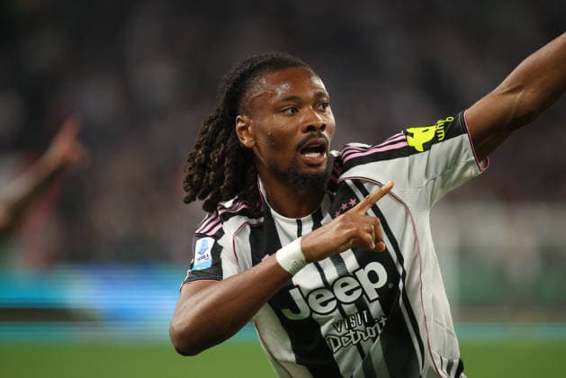 CALCIO - Serie A - Juventus FC vs Bologna FC Khephren Thuram of Juventus FC celebrating after a goal during the Italian Serie A, football match between Juventus FC and Bologna FC on 19 April 2026, at Allianz Stadium Turin, Italy. Photo Nderim Kaceli Turin Italy  Copyright: xIPAxSport ABACAx