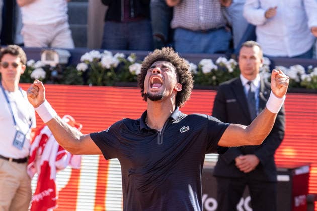 April 19, 2026, Barcelona, Spain: ARTHUR FILS (FRA) celebrates a score during the final of the 2026 Barcelona Open Banc Sabadell with Andrey Rublev (RUS) (Not seen). Final of the Barcelona Open Banc Sabadell tennis tournament between Arthur Fils (FRA) and Andrey Rublev (RUS). Fils won 6-2, 7-6. Tennis 2026: Barcelona Open Banc Sabadell: Final: FILS 6-2, 7-6 RUBLEV  - ZUMAs197 20260419_aaa_s197_051 Copyright: xRicardxNovellax