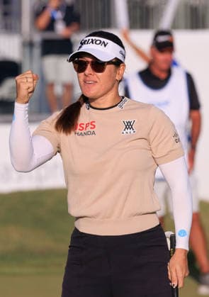 April 19, 2026, Tarzana, California, USA: Hannah Green react after winning the Final Round of the 2026 JM Eagle Championship Los Angeles at the Caballero Country Club in Tarzana, California on Sunday April 19, 2026. JAVIER ROJAS PI Tarzana USA - ZUMAp124 20260419_zaa_p124_036 Copyright: xJavierxRojasx