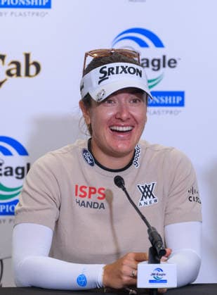 April 19, 2026, Tarzana, California, USA: Hannah Green during a press conference, PK, Pressekonferenz after winning the 2026 JM Eagle Championship Los Angeles at the Caballero Country Club in Tarzana, California on Sunday April 19, 2026. JAVIER ROJAS PI Tarzana USA - ZUMAp124 20260419_zaa_p124_046 Copyright: xJavierxRojasx