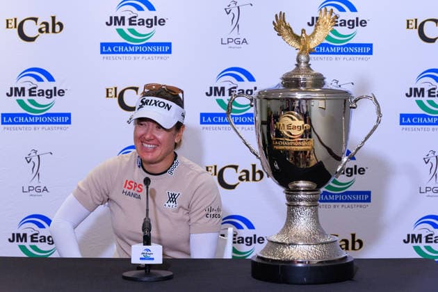April 19, 2026, Tarzana, California, USA: Hannah Green during a press conference, PK, Pressekonferenz after winning the 2026 JM Eagle Championship Los Angeles at the Caballero Country Club in Tarzana, California on Sunday April 19, 2026. JAVIER ROJAS PI Tarzana USA - ZUMAp124 20260419_zaa_p124_049 Copyright: xJavierxRojasx