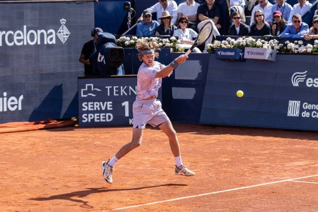 Final of the Barcelona Open Banc Sabadell tennis tournament in Barcelona, Spain - 19 Apr 2026 Final of the Barcelona Open Banc Sabadell tennis tournament in Barcelona, Spain - 19 Apr 2026 Andrey Rublev RUS seen in action against Arthur Fils FRA Not in picture during the final of the 2026 Barcelona Open Banc Sabadell. Final of the Barcelona Open Banc Sabadell tennis tournament between Arthur Fils FRA and Andrey Rublev RUS, winning Arthur Fils 6-2 and 7-6 2. Barcelona Spain Copyright: xRicardxNovellax xSOPAxImagesx RNOVELLA_0005 Barcelona Spain Copyright: xIMAGO RicardxNovellax xSOPAxImagesx RNOVELLA_0005