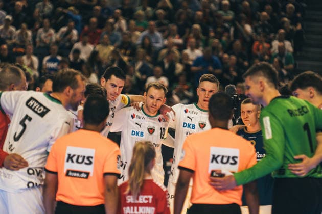 19 4 2026, Handball, Lidl, Final Four, Final, Final, Cologne, Lanxess Arena, Bergischer HC, Füchse Berlin, 2026 Mathias Gidsel and Team Lanxess Arena, Cologne North Rhine-Westphalia Germany P1025876-2