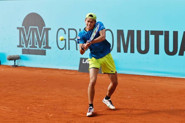 Rei Sakamoto (JPN), APRIL 20, 2026 - Tennis : Rei Sakamoto during singles qualifying 1st round match against Zachary Svajda on the ATP, Tennis Herren tour Masters 1000 tournaments Mutua Madrid Open tennis tournament at the Caja Magica in Madrid, Spain. Noxthirdxpartyxsales  aflo_327624438