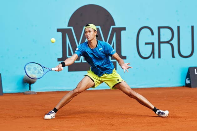 Rei Sakamoto (JPN), APRIL 20, 2026 - Tennis : Rei Sakamoto during singles qualifying 1st round match against Zachary Svajda on the ATP, Tennis Herren tour Masters 1000 tournaments Mutua Madrid Open tennis tournament at the Caja Magica in Madrid, Spain. Noxthirdxpartyxsales  aflo_327624540