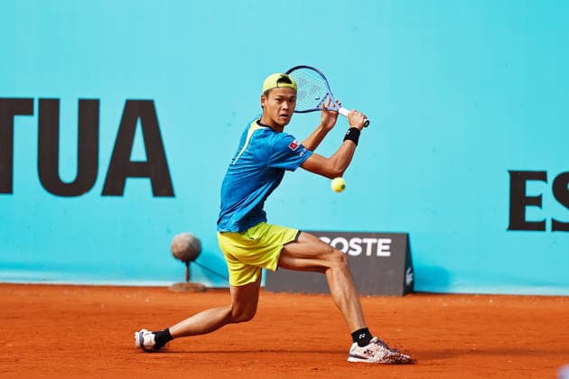 Rei Sakamoto (JPN), APRIL 20, 2026 - Tennis : Rei Sakamoto during singles qualifying 1st round match against Zachary Svajda on the ATP, Tennis Herren tour Masters 1000 tournaments Mutua Madrid Open tennis tournament at the Caja Magica in Madrid, Spain. Noxthirdxpartyxsales  aflo_327624549