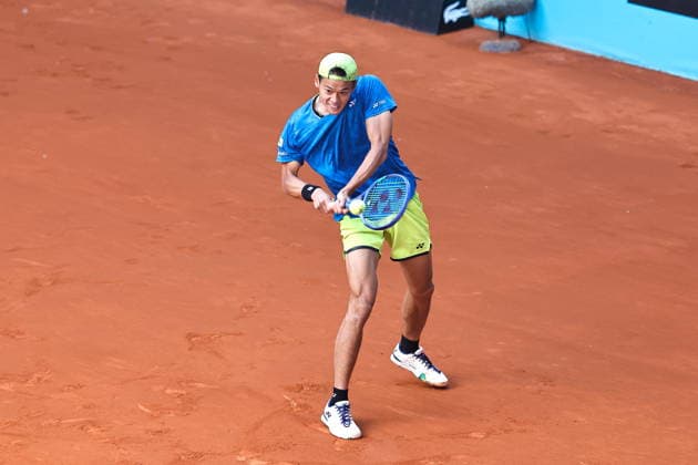 Rei Sakamoto (JPN), APRIL 20, 2026 - Tennis : Rei Sakamoto during singles qualifying 1st round match against Zachary Svajda on the ATP, Tennis Herren tour Masters 1000 tournaments Mutua Madrid Open tennis tournament at the Caja Magica in Madrid, Spain. Noxthirdxpartyxsales  aflo_327624628