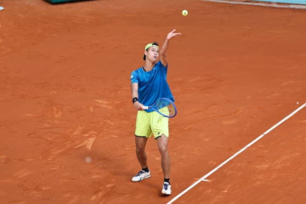 Rei Sakamoto (JPN), APRIL 20, 2026 - Tennis : Rei Sakamoto during singles qualifying 1st round match against Zachary Svajda on the ATP, Tennis Herren tour Masters 1000 tournaments Mutua Madrid Open tennis tournament at the Caja Magica in Madrid, Spain. Noxthirdxpartyxsales  aflo_327624677