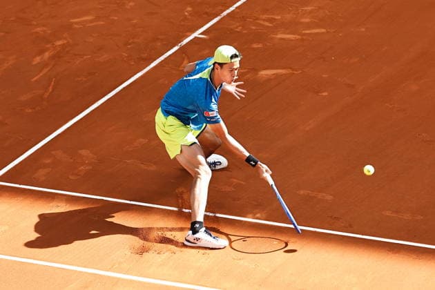 Rei Sakamoto (JPN), APRIL 20, 2026 - Tennis : Rei Sakamoto during singles qualifying 1st round match against Zachary Svajda on the ATP, Tennis Herren tour Masters 1000 tournaments Mutua Madrid Open tennis tournament at the Caja Magica in Madrid, Spain. Noxthirdxpartyxsales  aflo_327624705