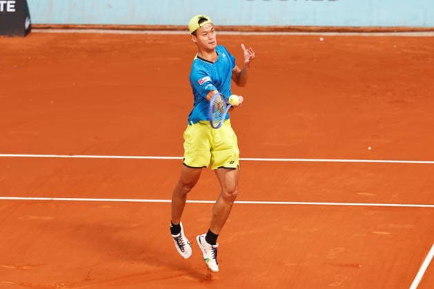 Rei Sakamoto (JPN), APRIL 20, 2026 - Tennis : Rei Sakamoto during singles qualifying 1st round match against Zachary Svajda on the ATP, Tennis Herren tour Masters 1000 tournaments Mutua Madrid Open tennis tournament at the Caja Magica in Madrid, Spain. Noxthirdxpartyxsales  aflo_327624718