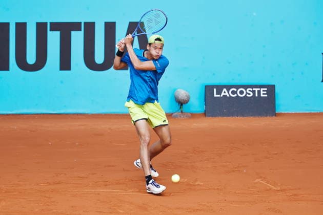 Rei Sakamoto (JPN), APRIL 20, 2026 - Tennis : Rei Sakamoto during singles qualifying 1st round match against Zachary Svajda on the ATP, Tennis Herren tour Masters 1000 tournaments Mutua Madrid Open tennis tournament at the Caja Magica in Madrid, Spain. Noxthirdxpartyxsales  aflo_327624762