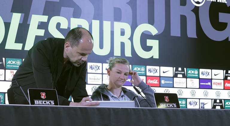 Football, Women, Season 2025 2026, 1 League, Google Womens Bundesliga, VfL Wolfsburg , Press conference with Alexandra Popp VfL Wolfsburg DFL REGULATES PROHIBIT ANY USE OF PHOTOGRAPHS AS IMAGE SEQUENCES AND OR QUASI VIDEO