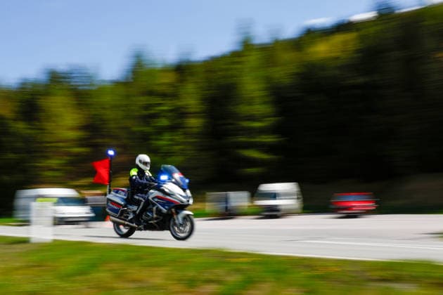 CYCLING - Tour of the Alps 2026 INNSBRUCK,AUSTRIA,20.APR.26 - CYCLING - Tour of the Alps, stage 1, Innsbruck - Innsbruck. Image shows the police.  GEPAxpictures xMarkoxVulic
