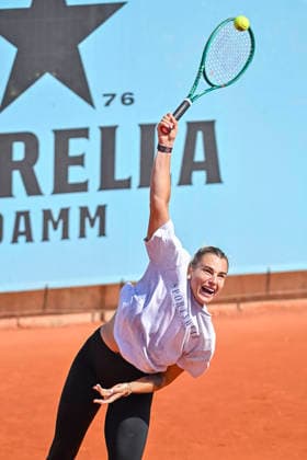 April 20, 2026, Madrid, Madrid, Spain: ARYNA SABALENKA of belarus †NIKE, Training on the track during the Mutua Madrid Open 2026, ATP, Tennis Herren Masters 1000 and WTA, Tennis Damen 1000 tennis tournament, celebrated at Caja Magica on April 20, 2026 in Madrid, Spain. Madrid Spain - ZUMAc312 20260420_zsp_c312_084 Copyright: xOscarxManuelxSanchezx
