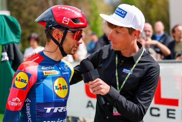 CYCLING - Tour of the Alps 2026 INNSBRUCK,AUSTRIA,20.APR.26 - CYCLING - Tour of the Alps, stage 1, Innsbruck - Innsbruck. Image shows Matteo Sobrero (ITA LIDL-TREK) during an interview.  GEPAxpictures xMarkoxVulic