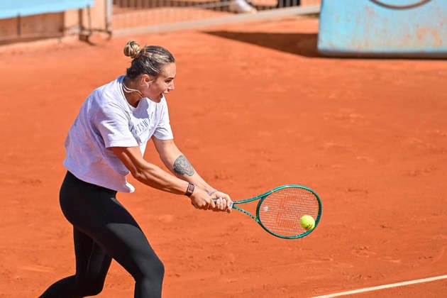 April 20, 2026, Madrid, Madrid, Spain: ARYNA SABALENKA of belarus †NIKE, Training on the track during the Mutua Madrid Open 2026, ATP, Tennis Herren Masters 1000 and WTA, Tennis Damen 1000 tennis tournament, celebrated at Caja Magica on April 20, 2026 in Madrid, Spain. Madrid Spain - ZUMAc312 20260420_zsp_c312_088 Copyright: xOscarxManuelxSanchezx