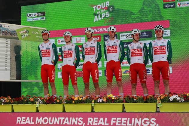 April 20, 2026, Innsbruck, Tyrol, Italy: TOUR DES ALPES 2025 - UCI Cycling Race Tour of the Alps. Nella foto Team Polti Visit Malta....... Innsbruck, Austria, 20 aprile 2026 Tour Of The Alps 2026, Gara Ciclistica UCI  - ZUMAa289 20260420_zia_a289_172 Copyright: xPierrexTeyssotx