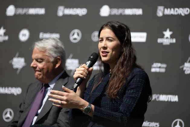 Presentation of the Mutua Madrid Open 2026 in Madrid, Spain - 20 Apr 2026 Garbine Muguruza Blanco, former Spanish-Venezuelan tennis player and member of the organizing committee, speaks during the presentation of the Mutua Madrid Open 2026, which will be held from from April 20th to May 3rd at La Caja Mágica in Madrid. Madrid Spain Copyright: xDavidxCanalesx xSOPAxImagesx DCPresentacionMutuaMadrid260420-11