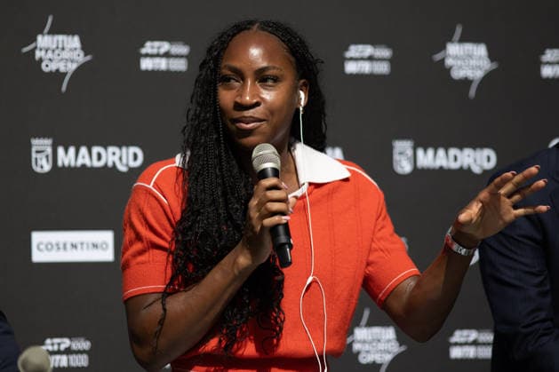 Presentation of the Mutua Madrid Open 2026 in Madrid, Spain - 20 Apr 2026 Cori Dionne Coco Gauff, American tennis player, speaks during the presentation of the Mutua Madrid Open 2026, which will be held from from April 20th to May 3rd at La Caja Mágica in Madrid. Madrid Spain Copyright: xDavidxCanalesx xSOPAxImagesx DCPresentacionMutuaMadrid260420-33