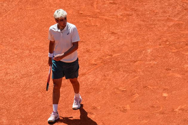 April 20, 2026, Madrid, Madrid, Spain: Daniel Merida of Spain in action against Billy Harris of Great Britain during the Mutua Madrid Open 2026, ATP, Tennis Herren Masters 1000 and WTA, Tennis Damen 1000, at La Caja Magica on April 20, 2026 in Madrid, Spain. Madrid Spain - ZUMAa181 20260420_zaa_a181_098 Copyright: xDennisxAgyemanx