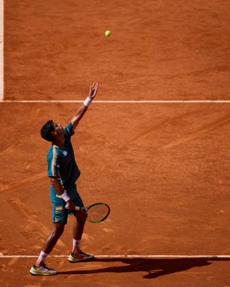 Mutua Madrid Open - Day One Adolfo Daniel Vallejo of Paraguay serves against Pedro Martinez Portero of Spain during the Men s Singles First Round Qualifying match on day one of the Mutua Madrid Open at Caja Magica on April 20, 2026, in Madrid, Spain. Madrid Caja Magica Madrid Spain RL_MMO2K26_000002 Copyright: xRicardoxLarreinax