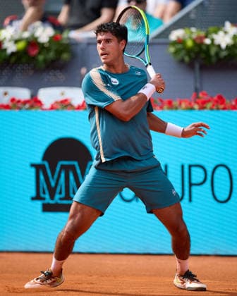 Mutua Madrid Open - Day One Adolfo Daniel Vallejo of Paraguay plays a forehand against Pedro Martinez Portero of Spain during the Men s Singles First Round Qualifying match on day one of the Mutua Madrid Open at Caja Magica on April 20, 2026, in Madrid, Spain. Madrid Caja Magica Madrid Spain RL_MMO2K26_000020 Copyright: xRicardoxLarreinax