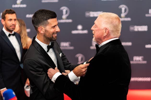 20.04.2026, Laureus Awards 2026 in Madrid - Day 2 Novak Djokovic and Boris Becker at Red Carpet at Palacio Cibele *** 20 04 2026, Laureus Awards 2026 in Madrid Day 2 Novak Djokovic and Boris Becker at Red Carpet at Palacio Cibele Copyright: xBahhoxKarax