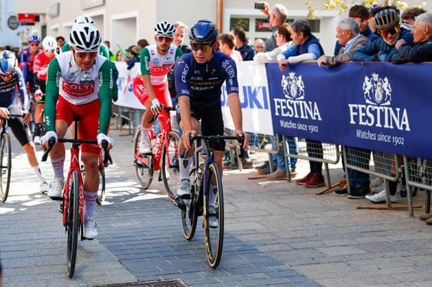 CYCLING - Tour of the Alps 2026 TELFS,AUSTRIA,21.APR.26 - CYCLING - Tour of the Alps, stage 2, Telfs - Martell. Image shows Mattia Bais (ITA TEAM POLTI VISITMALTA) and Walter Calzoni (ITA PINARELLO-Q36.5 PRO CYCLING TEAM).  GEPAxpictures xMarkoxVulic