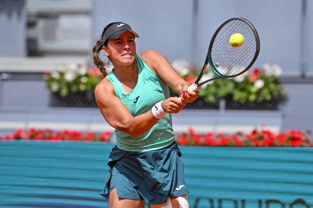 April 21, 2026, Madrid, Madrid, Spain: JESSICA BOUZAS MANEIRO of spain - JOMA during the Mutua Madrid Open 2026, ATP, Tennis Herren Masters 1000 and WTA, Tennis Damen 1000 tennis tournament, celebrated at Caja Magica on April 21, 2026 in Madrid, Spain. Madrid Spain - ZUMAc312 20260421_zsp_c312_115 Copyright: xOscarxManuelxSanchezx