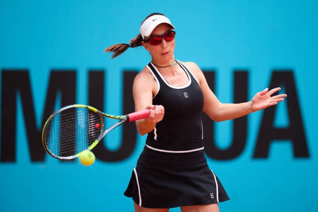 Mutua Madrid Open - Day Two Tamara Korpatsch of Germany plays a forehand against Katie Volynets of United States during the GirlÕs Singles match on day two of the Mutua Madrid Open at Caja Magica on April 21, 2026, in Madrid, Spain. Madrid Caja Magica Madrid Spain RL_MMO2K26_000238 Copyright: xRicardoxLarreinax