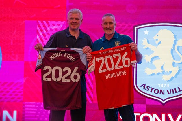 HONGKONG-SOCCER German soccer player Stefan Effenberg and Former Scottish soccer player Alan Mcinally during a press conference, PK, Pressekonferenz on the Audi Football Summit 2026 in Hong Kong, April 21, 2026. NEXPHER Vernon Yuen HONG KONG