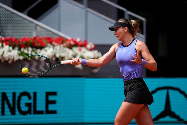 April 21, 2026, Madrid, Madrid, Spain: Paula Badosa of Spain plays against Julia Grabher of Austria during the Mutua Madrid Open 2026, ATP, Tennis Herren Masters 1000 and WTA, Tennis Damen 1000, at La Caja Magica on April 21, 2026 in Madrid, Spain. Madrid Spain - ZUMAa181 20260421_zaa_a181_124 Copyright: xOscarxJ.xBarrosox