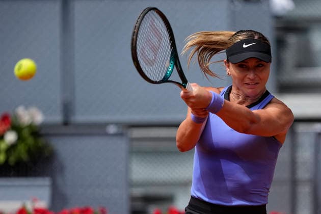 April 21, 2026, Madrid, Madrid, Spain: Paula Badosa of Spain plays against Julia Grabher of Austria during the Mutua Madrid Open 2026, ATP, Tennis Herren Masters 1000 and WTA, Tennis Damen 1000, at La Caja Magica on April 21, 2026 in Madrid, Spain. Madrid Spain - ZUMAa181 20260421_zaa_a181_166 Copyright: xOscarxJ.xBarrosox