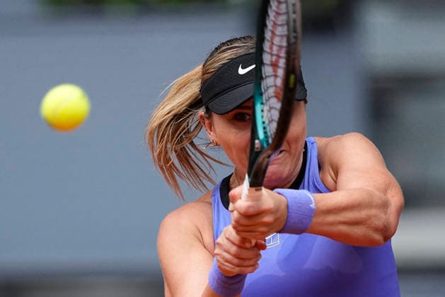 April 21, 2026, Madrid, Madrid, Spain: Paula Badosa of Spain plays against Julia Grabher of Austria during the Mutua Madrid Open 2026, ATP, Tennis Herren Masters 1000 and WTA, Tennis Damen 1000, at La Caja Magica on April 21, 2026 in Madrid, Spain. Madrid Spain - ZUMAa181 20260421_zaa_a181_167 Copyright: xOscarxJ.xBarrosox