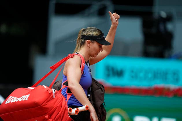 April 21, 2026, Madrid, Madrid, Spain: Paula Badosa of Spain regrets after losing against Julia Grabher of Austria during the Mutua Madrid Open 2026, ATP, Tennis Herren Masters 1000 and WTA, Tennis Damen 1000, at La Caja Magica on April 21, 2026 in Madrid, Spain. Madrid Spain - ZUMAa181 20260421_zaa_a181_175 Copyright: xOscarxJ.xBarrosox