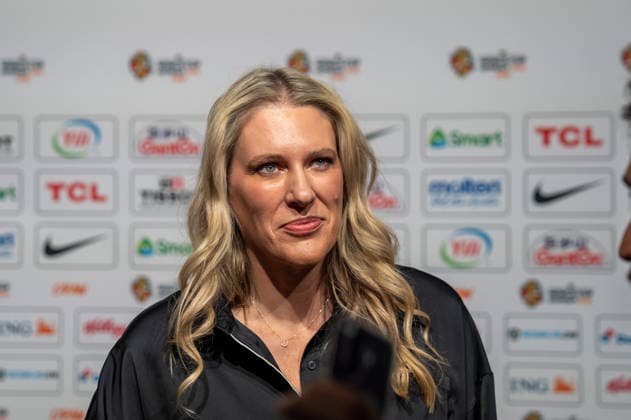 Germany FIBA World Cup Germany 2026 Group Draw and Hall of Fame Ceremony, Class of 2026, on 21 April in Berlin, Kraftwerk Lauren Jackson after the draw in the Mixed Zone Copyright: xSvenxHeidmannx