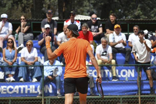TENNIS - Internazionali di Tennis - ATP, Tennis Herren Roma Garden Open Jacopo Vasami (ITA) celebrates a point during his match against Frederico Ferreira Silva (PRT) - ATP Garden Open - Round of 32 on April 21, 2026 at Tennis Club Garden in Rome, Italy Rome Italy  Copyright: xIPAxSport ABACAx