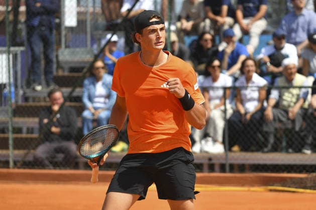 TENNIS - Internazionali di Tennis - ATP, Tennis Herren Roma Garden Open Jacopo Vasami (ITA) celebrates a point during his match against Frederico Ferreira Silva (PRT) - ATP Garden Open - Round of 32 on April 21, 2026 at Tennis Club Garden in Rome, Italy Rome Italy  Copyright: xIPAxSport ABACAx