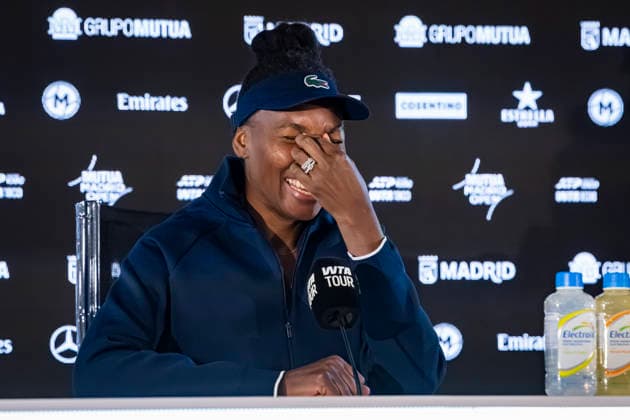 Mutua Madrid Open - Day Two MADRID, SPAIN - APRIL 21: Venus Williams of The United States reacts during the press conference, PK, Pressekonferenz after been beaten by Kaitlin Quevedo of Spain during their Women s single round 1 match during the Mutua Madrid Open 2026 tournament celebrated at La Caja Magica on April 21, 2026 in Madrid, Spain. Madrid La Caja Magica Madrid Spain Copyright: xAlbertoxGardinx AGardin_20260421_Tennis_Mutua_Day2_0188