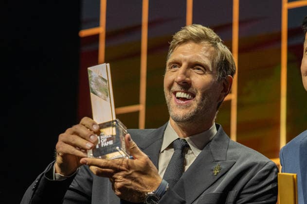 Deutschland: FIBA World Cup Germany 2026 Gruppenauslosung und Hall of Fame Zeremonie, Class of 2026, am 21.04. in Berlin, Kraftwerk: Dirk Nowitzki *** Germany FIBA World Cup Germany 2026 Group Draw and Hall of Fame Ceremony, Class of 2026, on 21 April in Berlin, Kraftwerk Dirk Nowitzki Copyright: xSvenxHeidmannx